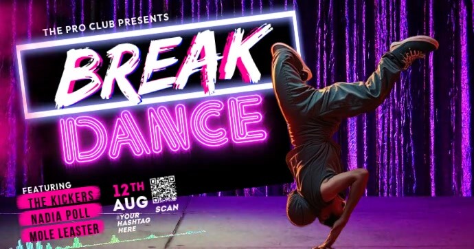 Black Futuristic Break Dance  Facebook Shared Image template