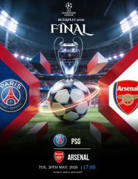 Black Futuristic Champions League Final Flyer Volante (Carta US) template