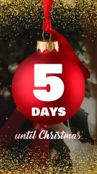 Black Futuristic Christmas Countdown, 5 Days Until Christmas Digital Display (9:16) template