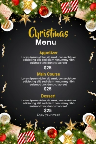 Black Futuristic Christmas Menu Template Pinterest Graphic