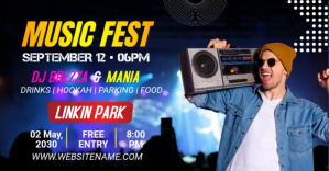 Black Futuristic Concert Music Facebook Share template