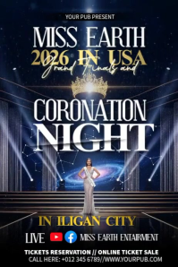 Black Futuristic Coronation Night Poster template