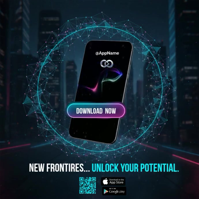 Black Futuristic Corp Invite App Template Instagram Post | PosterMyWall