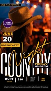 Black Futuristic Country Night Rodeo Party Instagram Reel template
