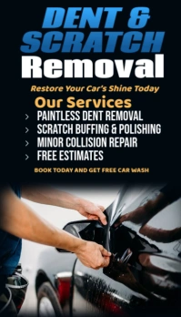 Black Futuristic Dent And Sctrach Removal Business Card template