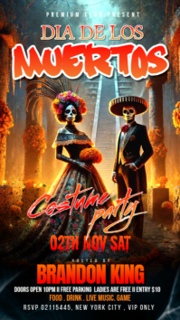 Black Futuristic Dia De Los Muertos Costume Party Instagram Story template