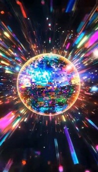 Black Futuristic Disco Ball Party Video Business Card template