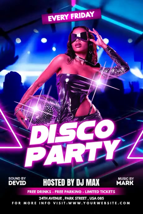 Plantilla de Black Futuristic Disco Party Video Ads Flyer Poster ...