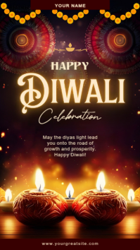 Black Futuristic Diwali Greeting Card Instagram Story template