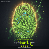 Black Futuristic Earth Day Square template