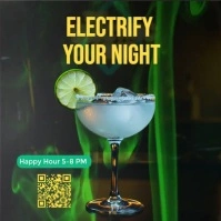 Black Futuristic Electrify Your Night With Our Signature Lime Margarita — A Bold, Refreshing Cocktai Instagram Post template