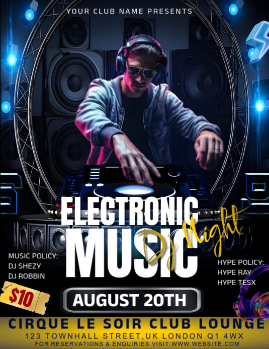 Copy of Black Futuristic Electronic Music Dj Night Flyer (us Letter ...