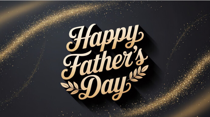 Black Futuristic Elegant Happy Father's Day Gold Glitter Poster Classy Celebration Design For Dads Ekran reklamowy (16:9) template