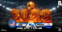 Black Futuristic FIFA World Cup Match Announcement Facebook Shared Image template