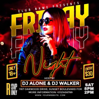 Black Futuristic Friday Good Vibes Party Square (1:1) template