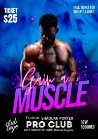 Black Futuristic Gain A Muscle A4 template