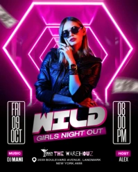 Black Futuristic Girls Night Out Party Flyer Instagram Portrait template