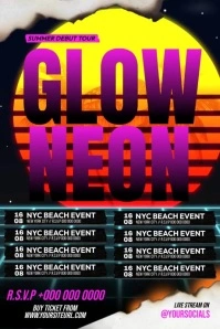 Black Futuristic Glow Neon Schedule Poster Affiche template