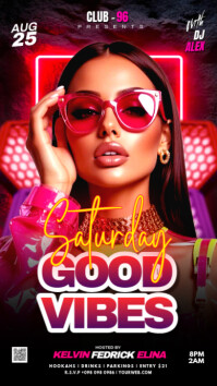 Black Futuristic Good Vibes Saturday Flyer Instagram Story template