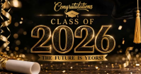 Black Futuristic Graduation Celebration Facebook Shared Image Video template