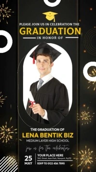 Black Futuristic Graduation Ceremony Program Video Template Instagram Story