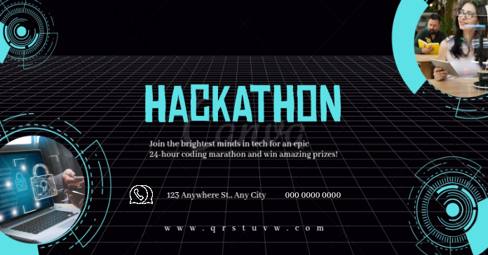 Plantilla de Black Futuristic Hackathon Event Facebook Shared Image ...