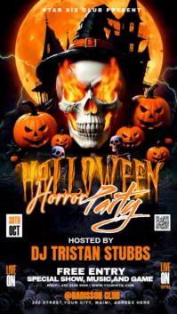 Black Futuristic Halloween Club Horror Party Flyer Instagram Reel template