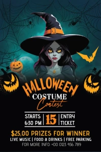 Black Futuristic Halloween Costume Contest Flyer Pinterest Graphic template