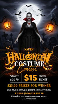 Black Halloween Costume Contest Pantalla Digital Template