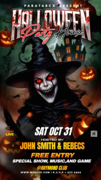 Black Futuristic Halloween House Party Invitation Instagram Reel template