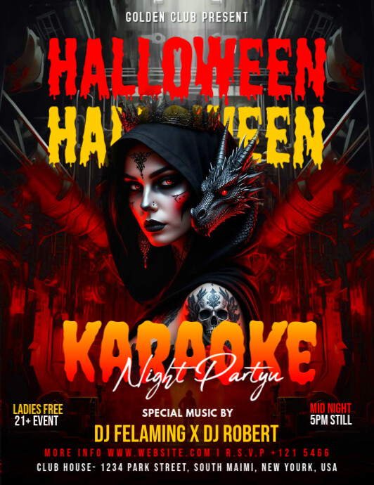 Black Futuristic Halloween Karaoke Night Party Flyer (us Letter) template