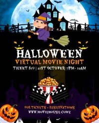 Black Futuristic Halloween Movie Night  Instagram Portrait template
