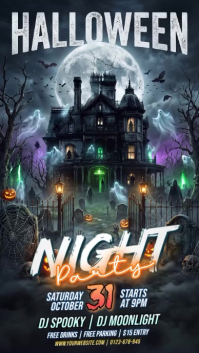 Black Halloween Night Party Instagram Story Template