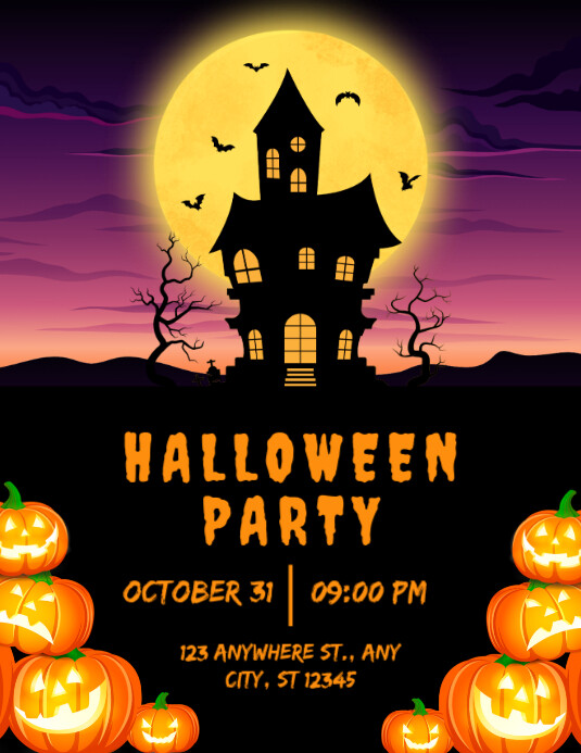 Black Futuristic Halloween Party Flyer (us Letter) Template | PosterMyWall