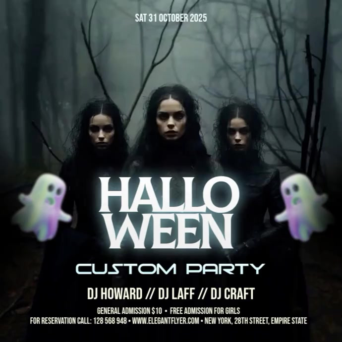 Black Halloween Party Square Template | PosterMyWall