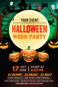 Black Futuristic  Halloween Scary Night Flyer Pinterest Graphic template