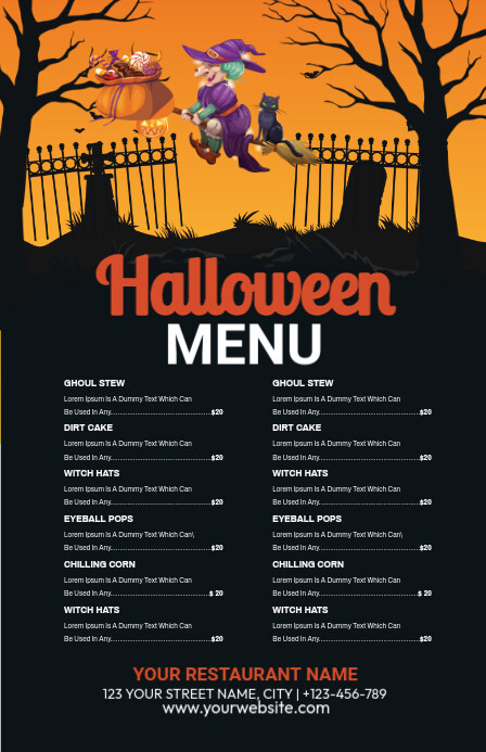 Black Futuristic Halloween Special Menu Tabloid Templat | PosterMyWall