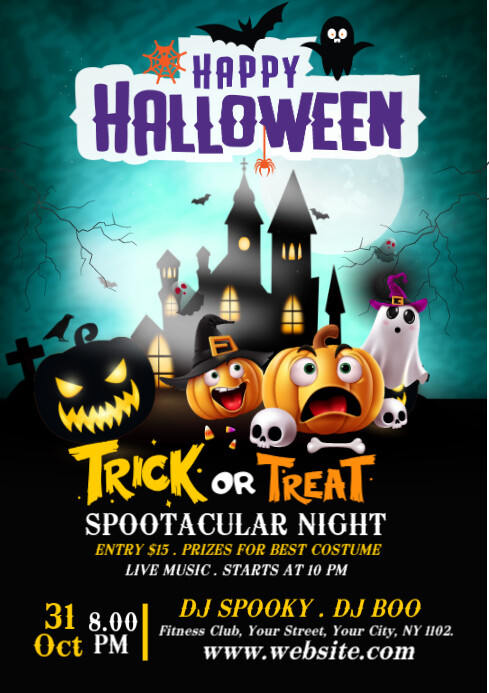 Black Futuristic Halloween Trick Or Treat Template A4 | PosterMyWall