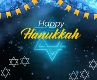 Black Futuristic Happy Hanukkah Festival Large Rectangle Retângulo grande template