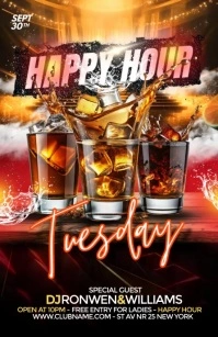 Black Futuristic Happy Hour Bar Night Half Pa Полстраницы широкого формата template