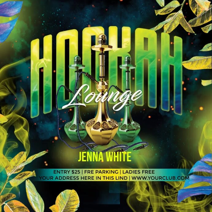 Black Futuristic Hookah Lounge  Instagram Pos template