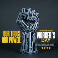 Black Futuristic International Worker's Day Square Video Carré (1:1) template