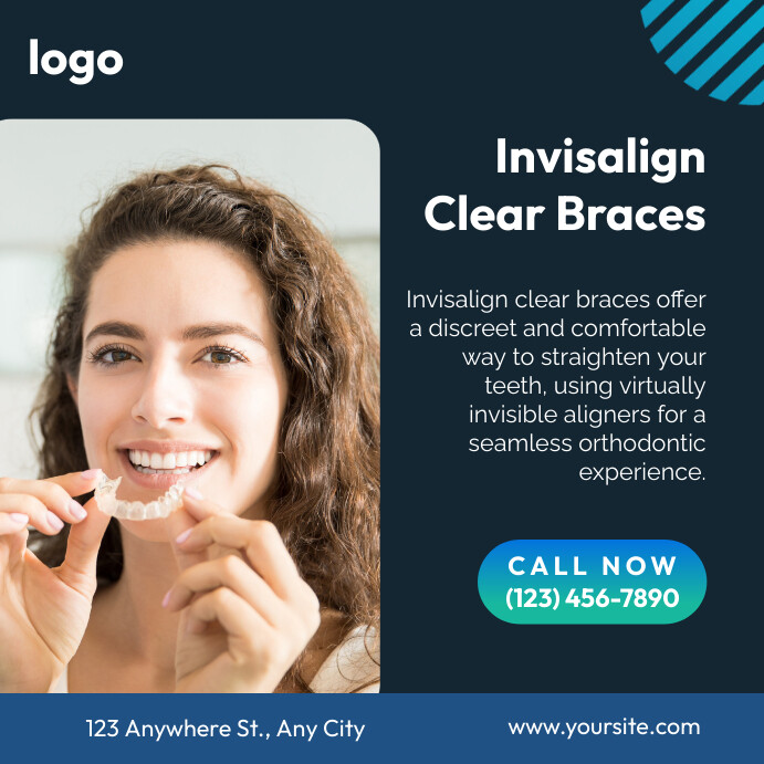 Fall Invisalign Poster Black Futuristic Invisalign Clear Braces Inst Templat | PosterMyWall