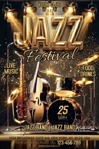 Black Futuristic Jazz Festival Poster Video Plakkaat template