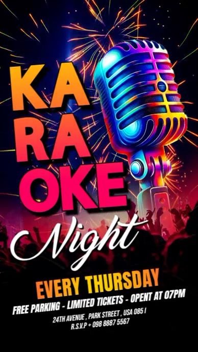 Black Futuristic Karaoke Celebration Flyer Instagram Story template