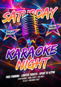 Black Futuristic Karaoke Night Party Flyer A4 template