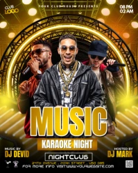 Black Futuristic Karaoke Night Party Flyer Instagram Portrait template