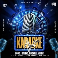 Black Futuristic Karaoke Night Party Invitation Square (1:1) template