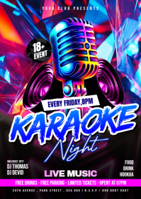 Black Futuristic Karaoke Night Poster Flyer A5 template
