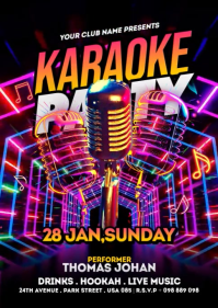 Black Futuristic Karaoke Party Video Ads Flyer A6 template